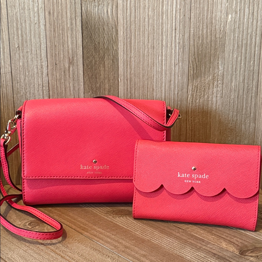 Kate Spade Pink Crossbody Bag And Wallet Set